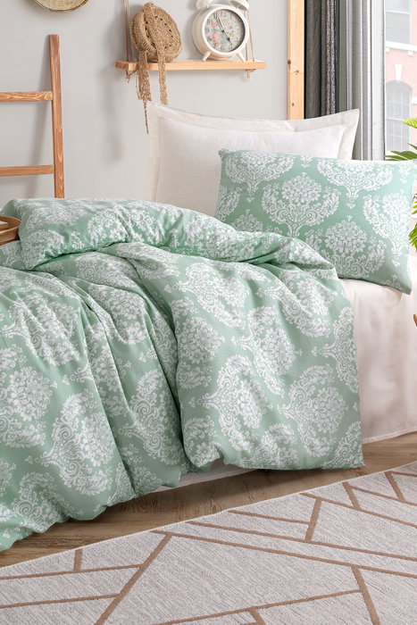 L'essentiel linge de maison Juego de funda de edredón individual Verde agua L'essentiel linge de maison Juego de funda de edredón individual Verde agua
